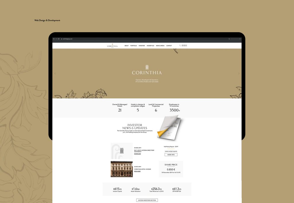 Corinthia Group – A Portfolio Website for Investors
