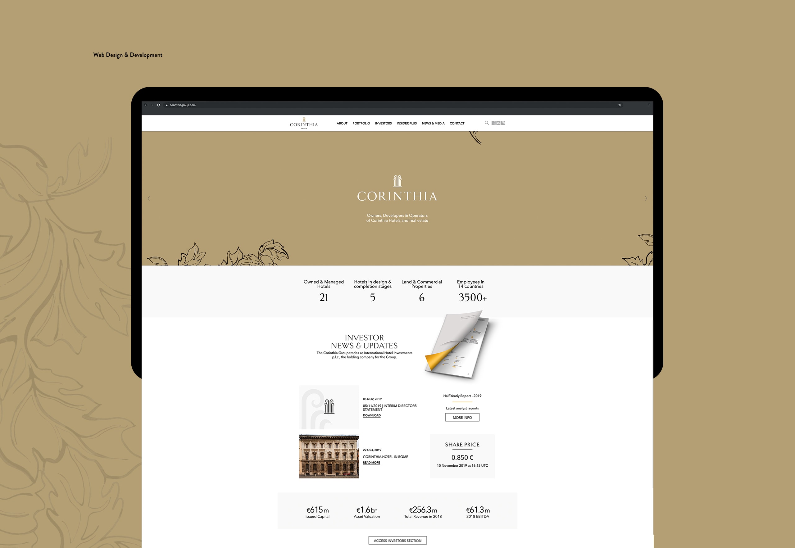 Corinthia Group – A Portfolio Website for Investors image